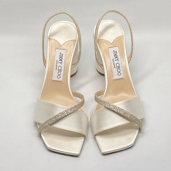 Jimmy Choo Plum Satin & Glitter Slingback Sandals size 39 - Picture 3 of 12